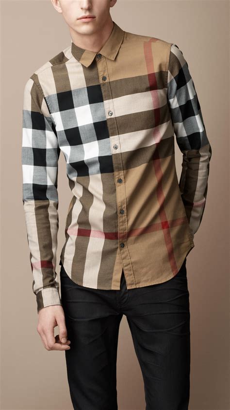 burberry brit exploded check men's shirt|Burberry Brit men's long sleeve charcoal exploded check button .